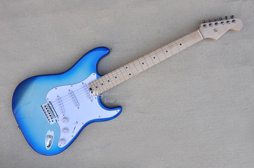 トムソン エレキギター 青 Blue Electric Guitar, Basswood Body, 22 Frets, SSS Pickups