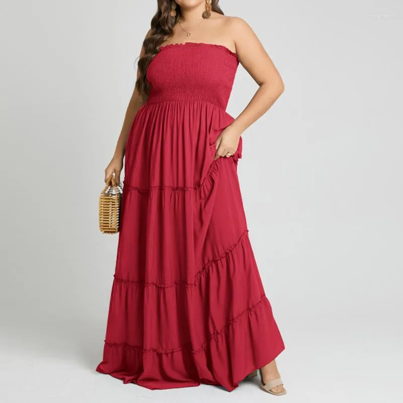 Plus Size Dresses 5XL VONDA 2023 Dress Summer Women Elegant Maxi Sexy Off Shoulder Long Party Robe Femme Bohemian Vestidos