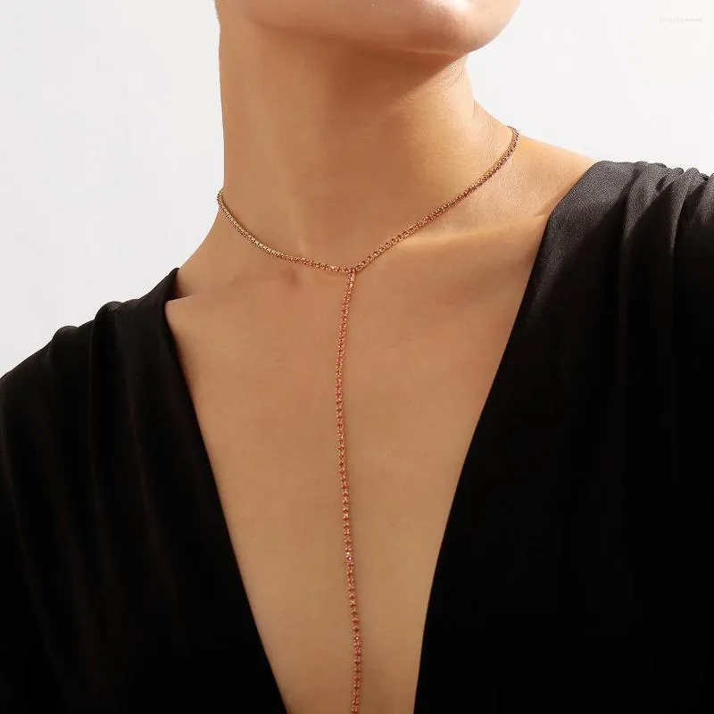 Choker ins mode strass y form halsband för kvinnor kristalltassel lång bröllopsfest smycken