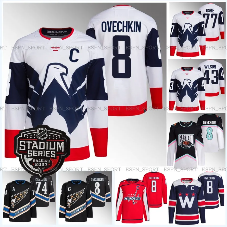 8 Alex Ovechkin W.Capitals 2023 Stadium Series Jerseys Evgeny Kuznetsov Tom Wilson T.J. Oshie Garnet Hathaway Dylan Strome Conor Sheary Marcus Johansson John Carlson