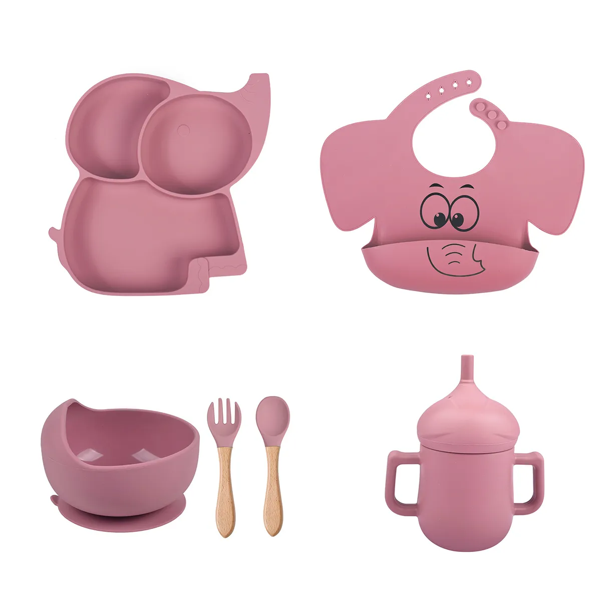 Assiette pour Bébé Set de Table avec Ventouse Extra Forte Antiderapant -  Bol Silicone Cuillère Fourchette Bavoir Sans BPA Assiette Enfant Garcon Set  