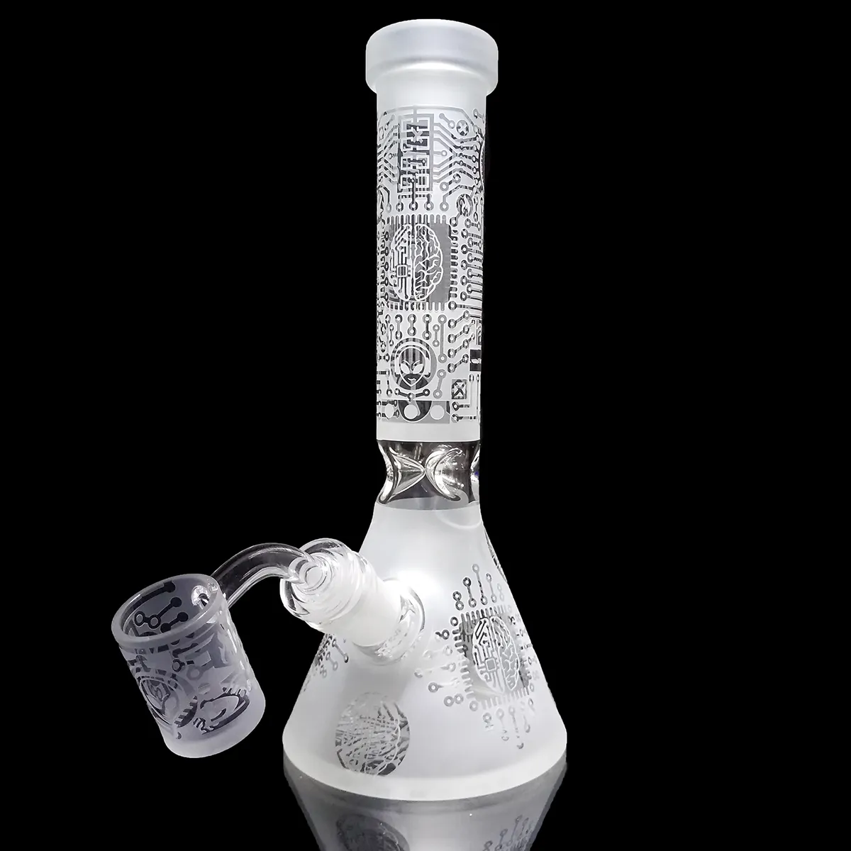 sandblästrad glas bong bägare bas dab figolja vax rökning glas vatten rör sand grott vatten bong ufo mode bäger bongs design lyxys