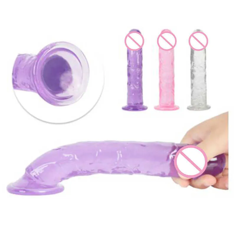 Dildo Erotic Soft Jelly Anal Butt Plug Realistic Strong Suction Cup Adult Toys G Spot Orgasm Sex For Woman 0804