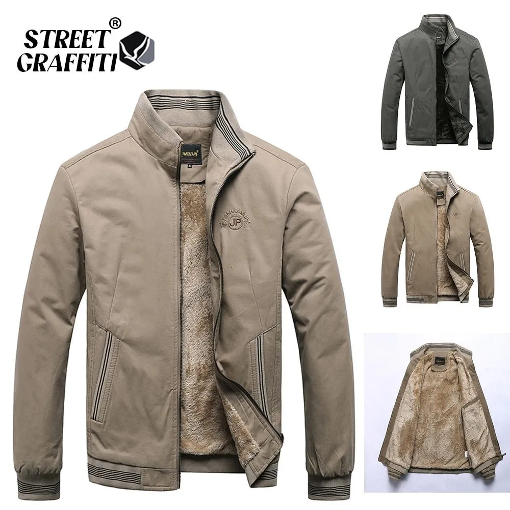 Mäns jackor Autumn 100% Cotton Chaqueta Casual Solid Fashion Vintage Warm Vestes Coats High Quality M5XL Winter Jacket 230202