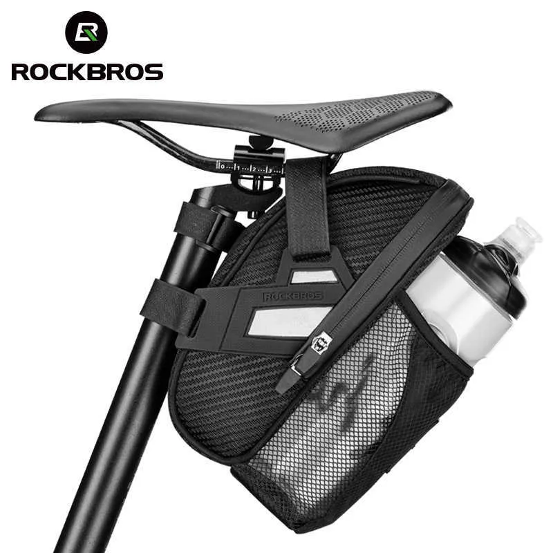 Borse laterali ROCKBROS Sella doppia cerniera riflettente Tasca per bottiglia d'acqua di grande capacità Tasca per bicicletta MTB Accessori per bici da strada 0201