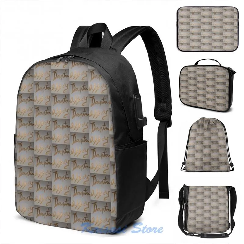 Rugzak grappige grafische afdruk goud USB Charge Men School Tassen Dames Bag Travel Laptop