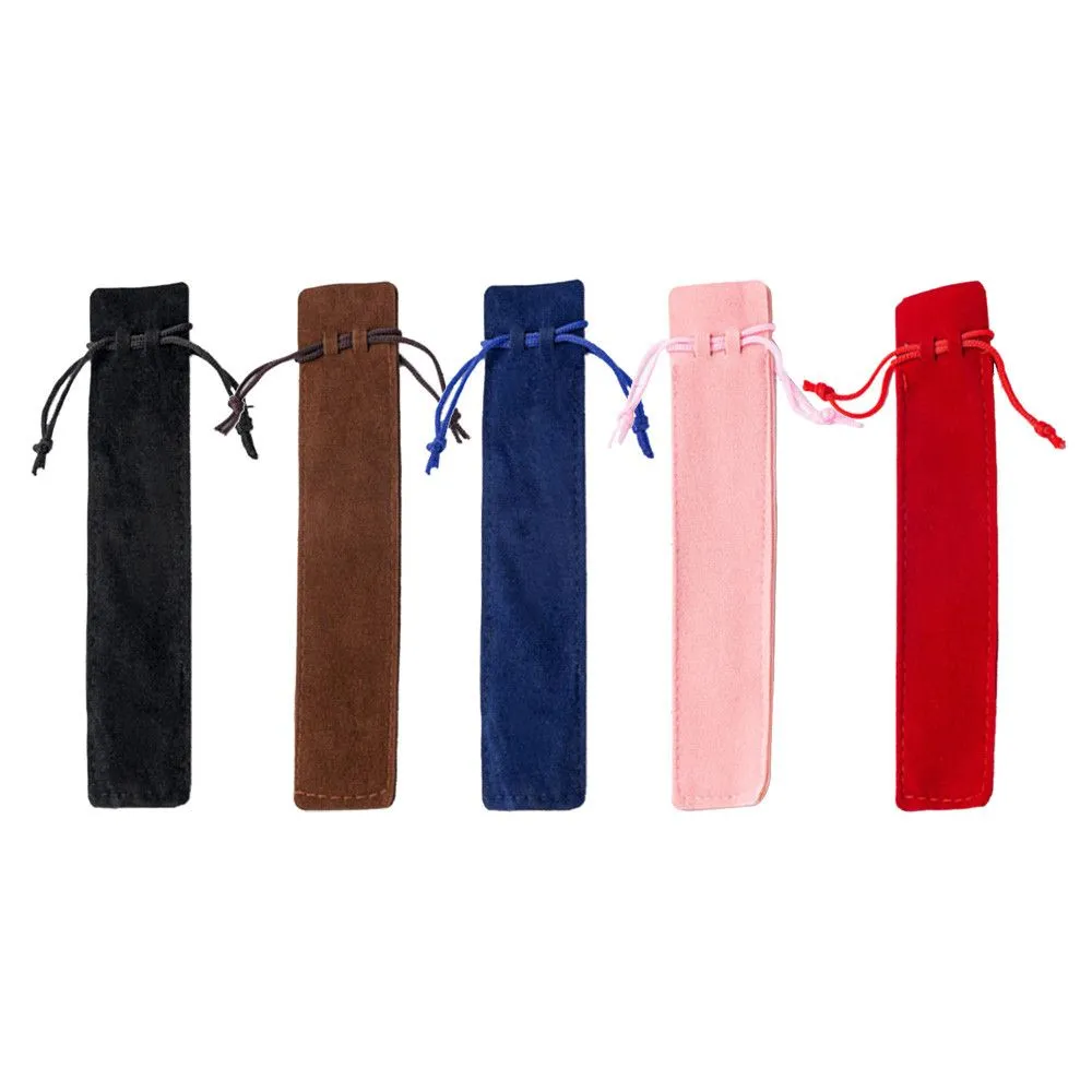 Multi Color Single Velvet Drawstring Pen Pouch Sleeve Holder Pen Case Gift Pencil Bag