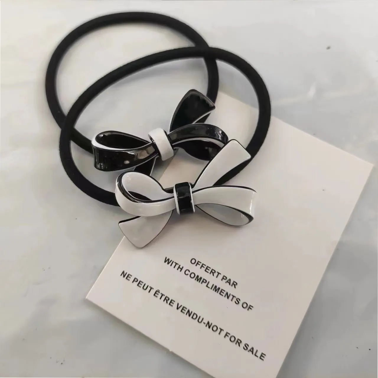 Classic Bowknot Hair Tie mode -accessoires Acryl haartouw feest geschenk met papieren kaart