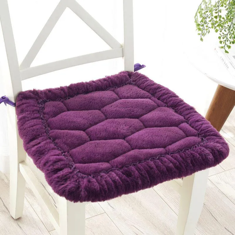 Oreiller Style minimaliste en forme de fer à cheval couleur unie automne hiver épaissi coussins d'assise en peluche chaise en bois tapis antidérapant