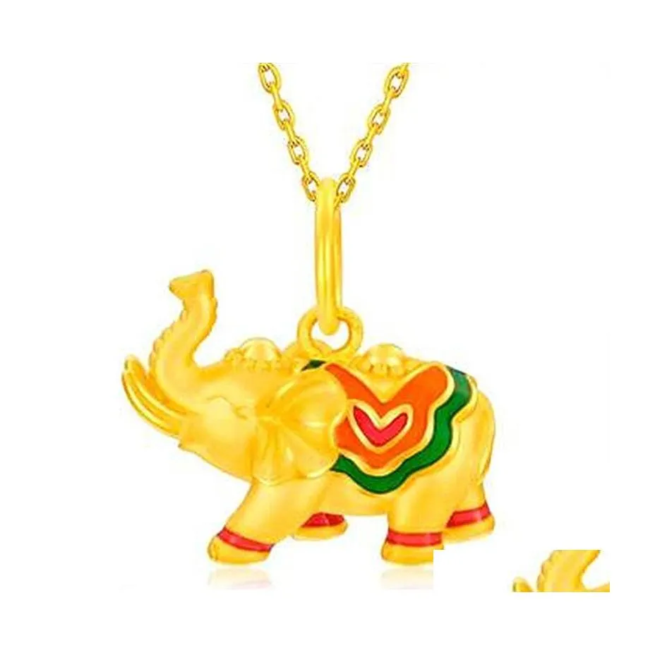 Colares pendentes Colar de elefante de elefante de ouro de areia cobre de cadeia longa para mulheres festas de anivers￡rio j￳ias entrega de gotas de pingentes de pingentes dhjsh