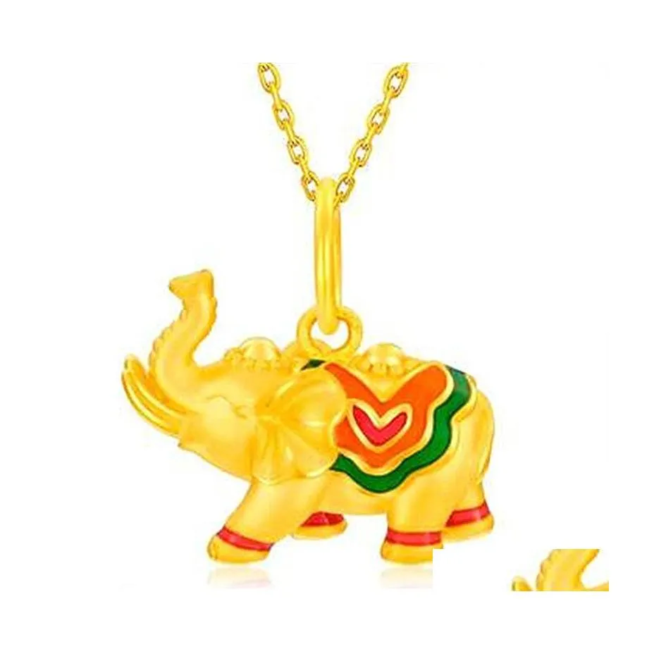 Pendentif Colliers Sable Or Éléphant Collier Longue Chaîne De Cuivre Pour Les Femmes Fête D'anniversaire Bijoux Cadeau Drop Delivery Pendentifs Dhjsh