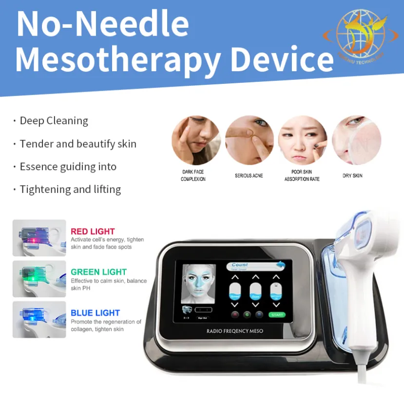 RF Portable Needle Free Fractional Free Mesoterapi Gun Meso Machine rynka borttagning Vatten hud föryngring salong användning199