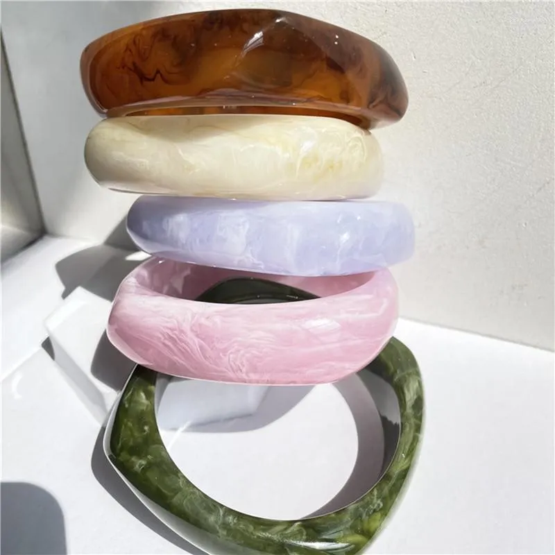 Bangle Korean Wave Summer Color Acrylic Round Geometric Bracelet French Marble Resin Accessories INS Sisters Jewelry GiftBangle Kent22