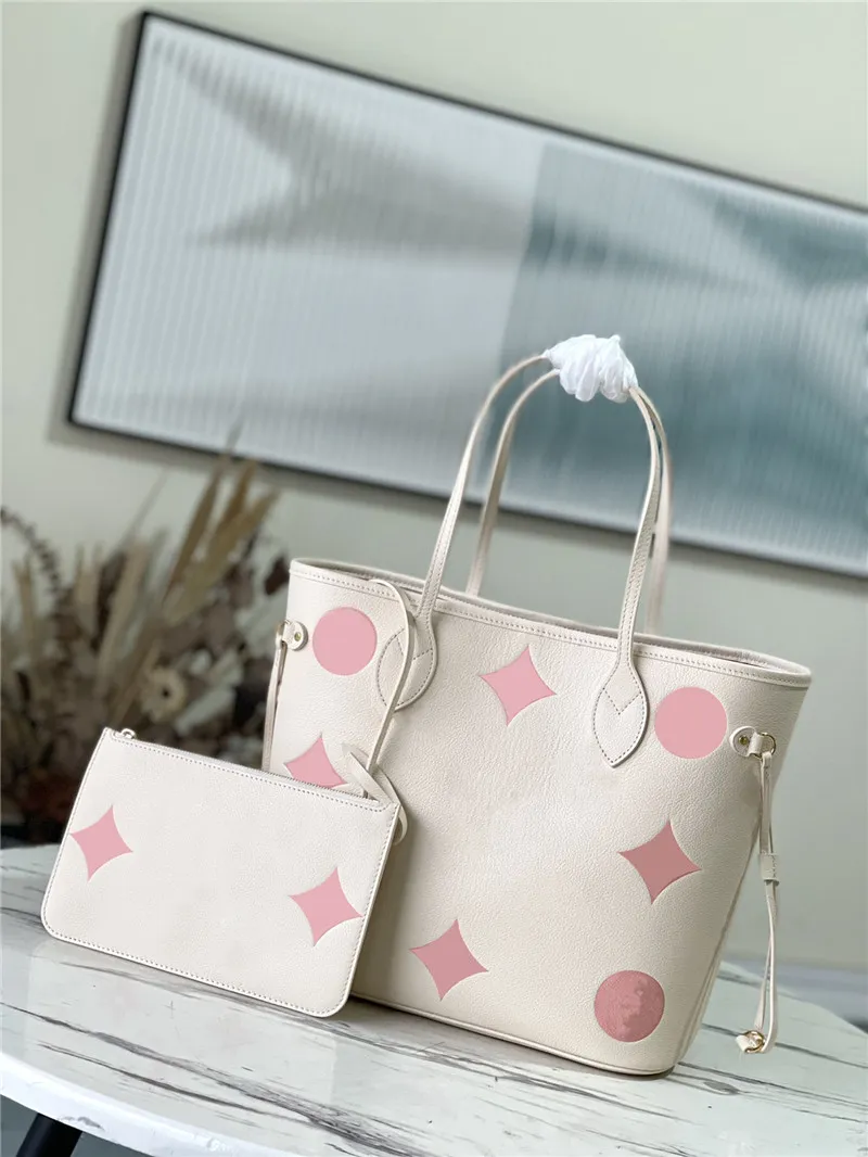 Designer Luxury Tote Never MM Creme pink Leather Empreinte M45686 Handbag Tote 7A Best Quality