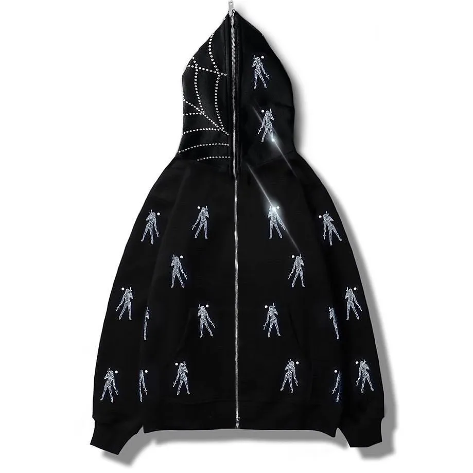 DHgate.com:Gothic Spider Diamond Mens Zip-up Hoodie: Oversized Punk Graphic Sweatshirt in Black:Apparel DHgate.com:Gothic Spider Diamond Mens Zip-up Hoodie: Oversized Punk Graphic Sweatshirt in Black:Apparel