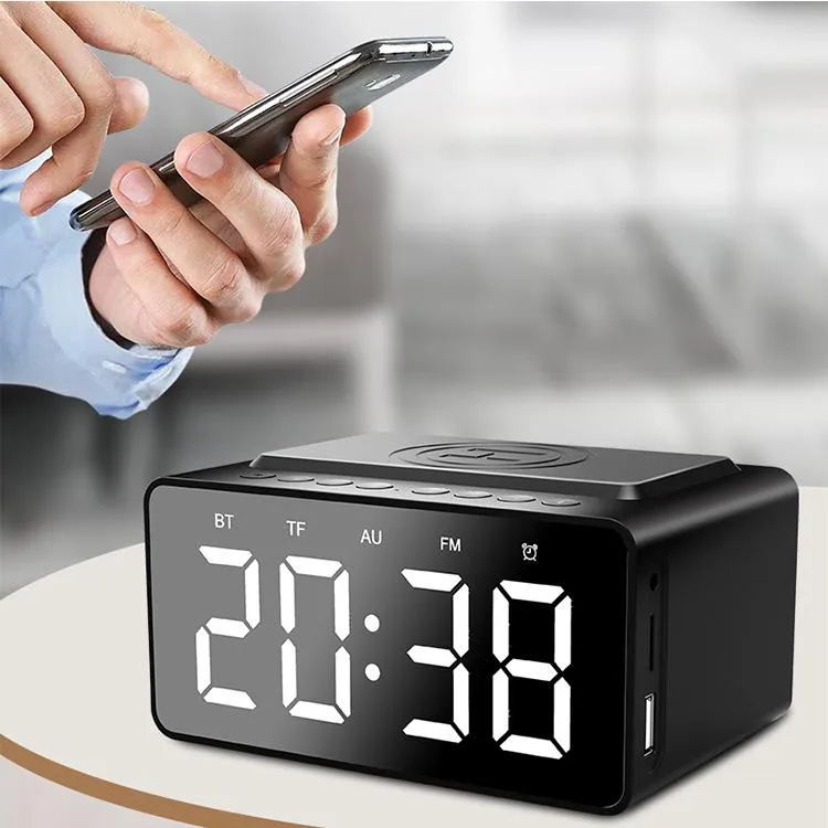 Relojes Accesorios Altavoz Bluetooth BT508 Diseño moderno Reloj despertador digital con cargador inalámbrico Espejo de escritorio para el hogar Otro