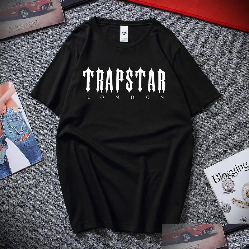 Męskie koszulki 2022 męskie Trapstar T Shirt projektant mężczyźni kobiety hip-hopowy top T-shirt z nadrukiem moda letnia czarna odzież sportowa marka Sweatshi Dh2Kx