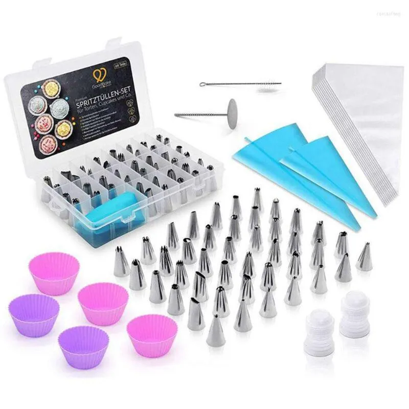 Bakeware Tools 74Pcs Cake Decorating Kit Baking Supplies Icing Tips Pastry Bags Smoother Piping Nozzles Cup With Box