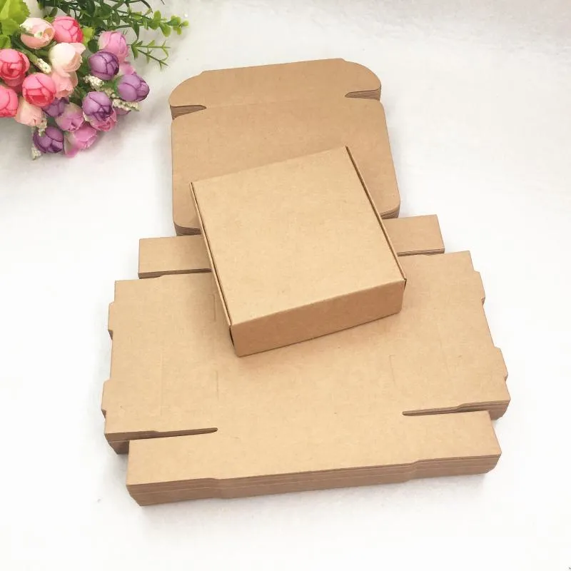 Present Wrap White Brown Kraft Paper Packing Boxes tomma kartong Handgjorda Craft Wedding Favor Wrapping Supplies 10x10x3cm