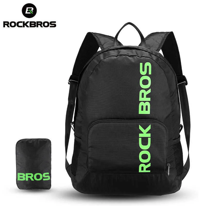 Panniers Rockbros Portable Sports Backpack Rainproof Pollable Hiking Camping Cycling Bicycle Bike Bags Men Women Package Travel Bag 0201