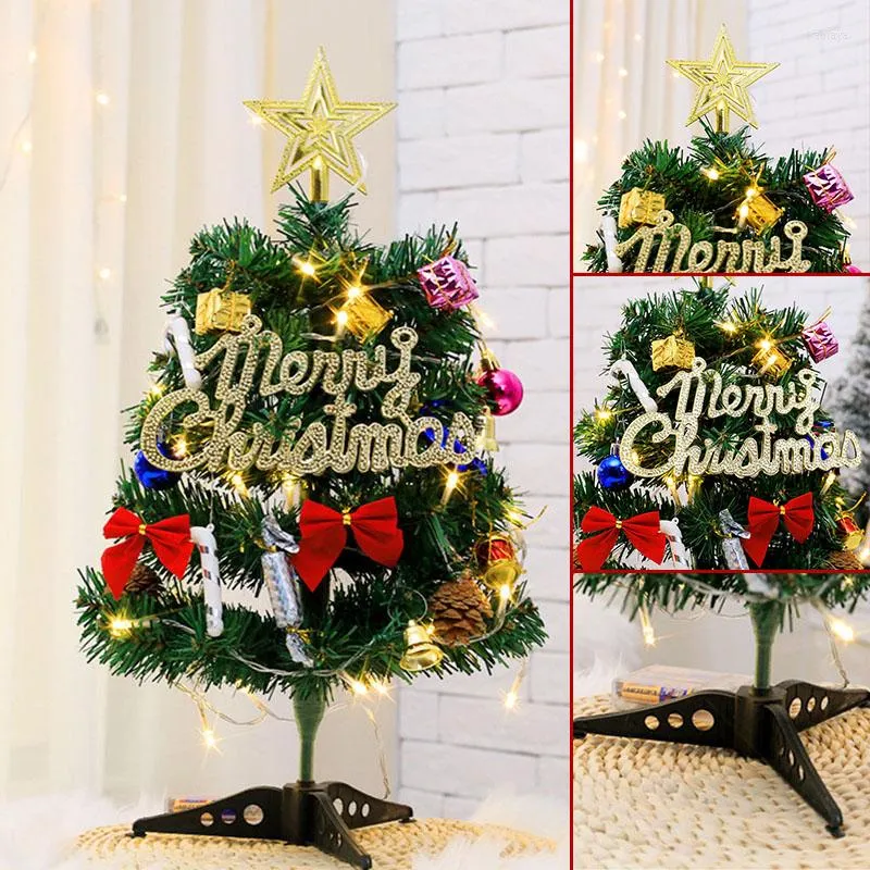 Decorazioni natalizie 2023 anni Albero da tavolo Mini ornamento illuminato artificiale per la nave dell'ufficio domestico