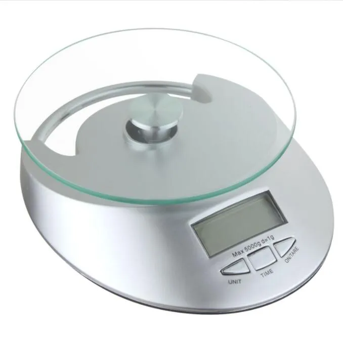 Household Weighing Scales Kitchen Round toughened glass Weight Scale Digital electronics Scale 5KG/1g LCD display with retail box