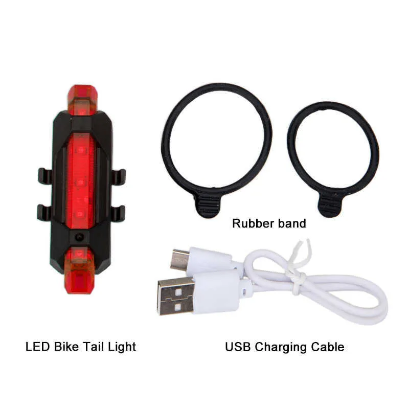 s Waterproof 5 LED Bicycle Rear Lamp USB Rechargeable Bike Tail Mini Safety Warning Light for Night Cycling 0202