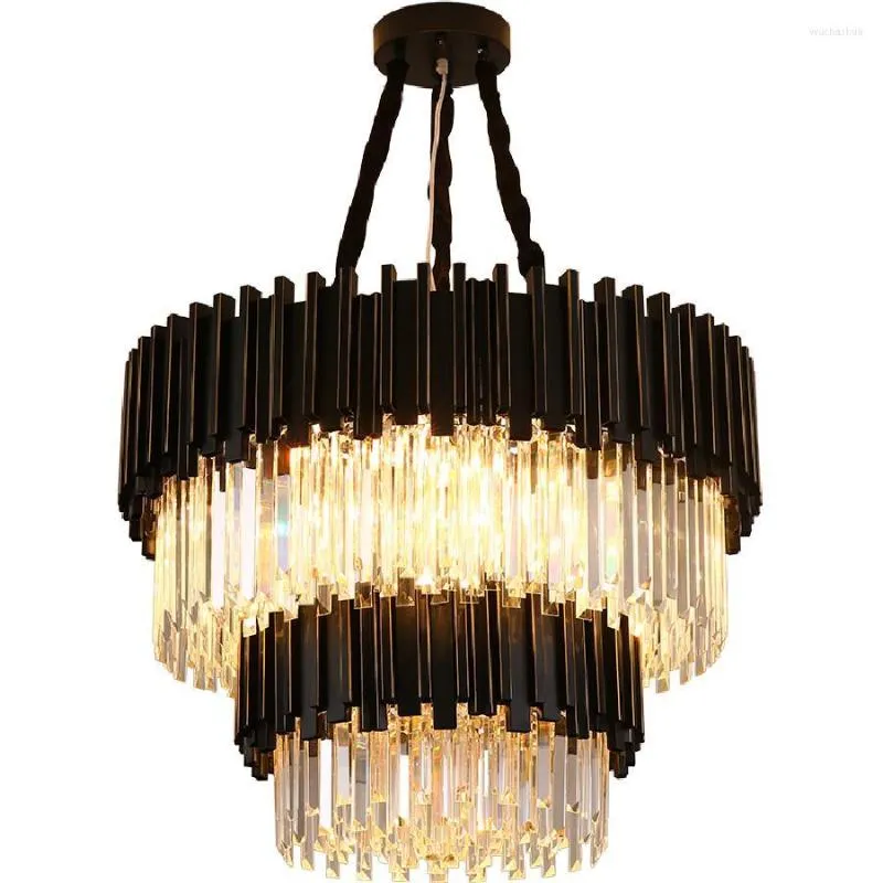 Lampadari Lampadario di cristallo moderno Lampada da soggiorno creativa semplice Nero Illuminazione per camera da letto nordica Moda di lusso El Villa Light