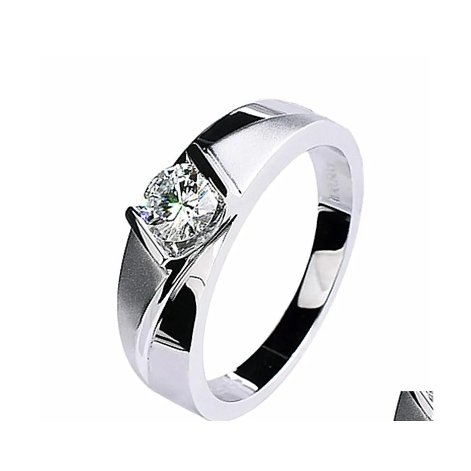 Anillo solitario Moissanite Diamond Sier Compromiso Anillos de boda para mujeres Hombres Joyería del partido Entrega de la gota Dhv3X