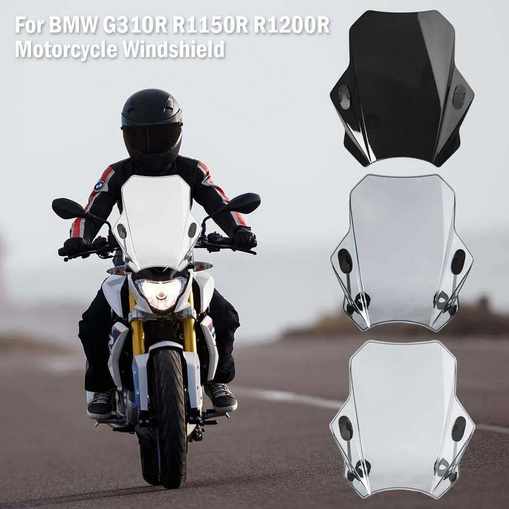 For BMW G310R R1150R R1200R Universal Motorcycle Adjustable Windshield Covers Screen Smoke Lens Motorbikes Deflector 0203