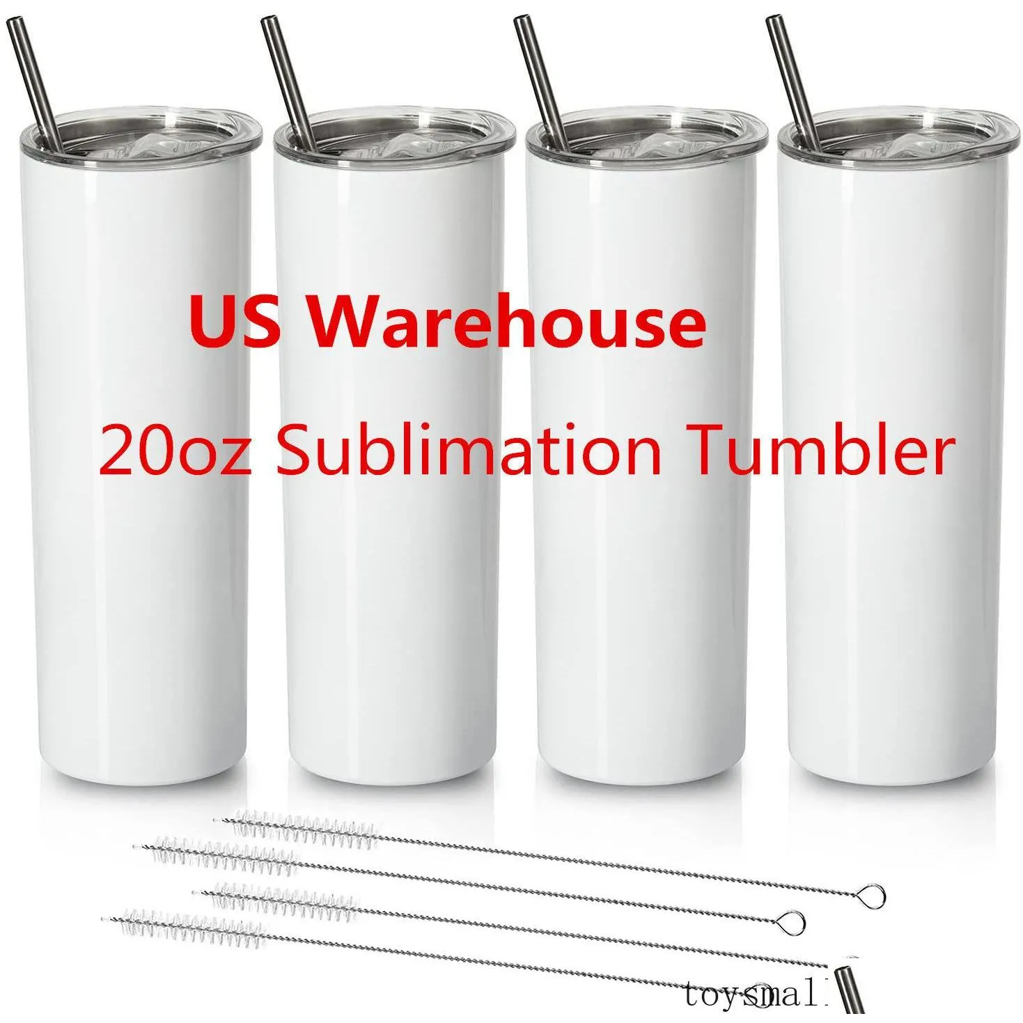 Mugs Usa Local Warehouse Straight 20Oz Sublimation Tumblers With St Stainless Steel Water Bottles Double Insated Cups Sxm8 Drop Deli Dhulk