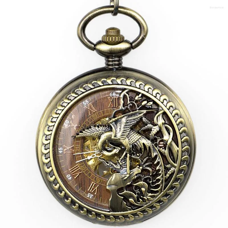 Montres de poche rétro Steampunk squelette mécanique pour hommes, collier Antique, chaîne Fob, horloge cadeau