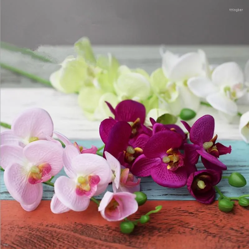 Flores decorativas elegantes 3d orquídea phalaenopsis para mesa de jantar decoração de casa casamento artificial decorações diy 100 tamanhos