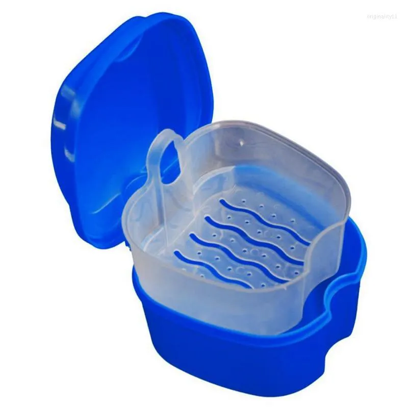 Förvaringsflaskor Portable Denture Box Small Container Dental Tooth Case With Siler Cleaning