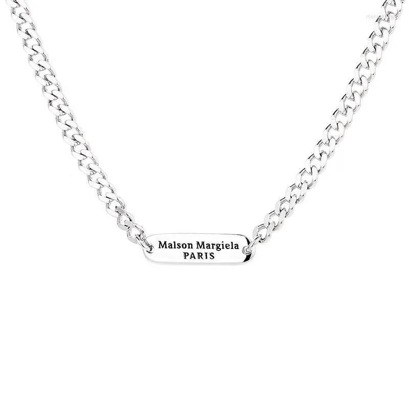 チェーン427L Zfsilver S925 Sterling Silver Fashion Trendy Simple Rectangle英語レターネックレス女性ウェディングチャームジュエリーマッチオール