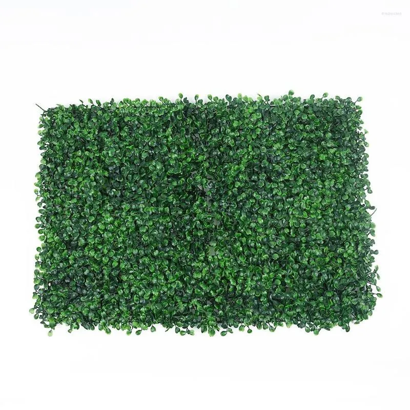 Decorative Flowers 1Pc Artificial Grass Mat Fake Lawn Plant Greenery Panel Carpet Privacy Wall Fence For Home Garden El Wedding Backdrop