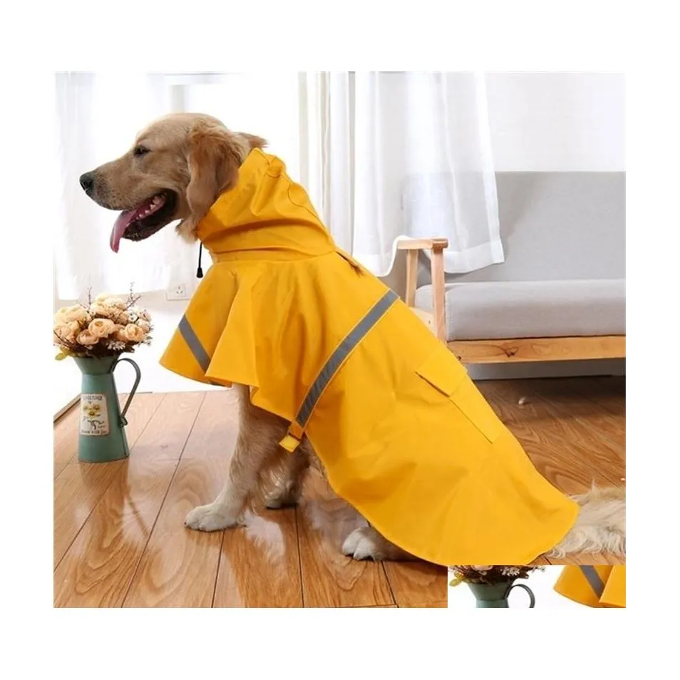 Dog Apparel Reflective Tape Large Pet Clothes Raincoat Teddy Bear Big Rain Coat Factory Direct Sale Xs Xxxl Lj201006 Drop Delivery H Dhxm6