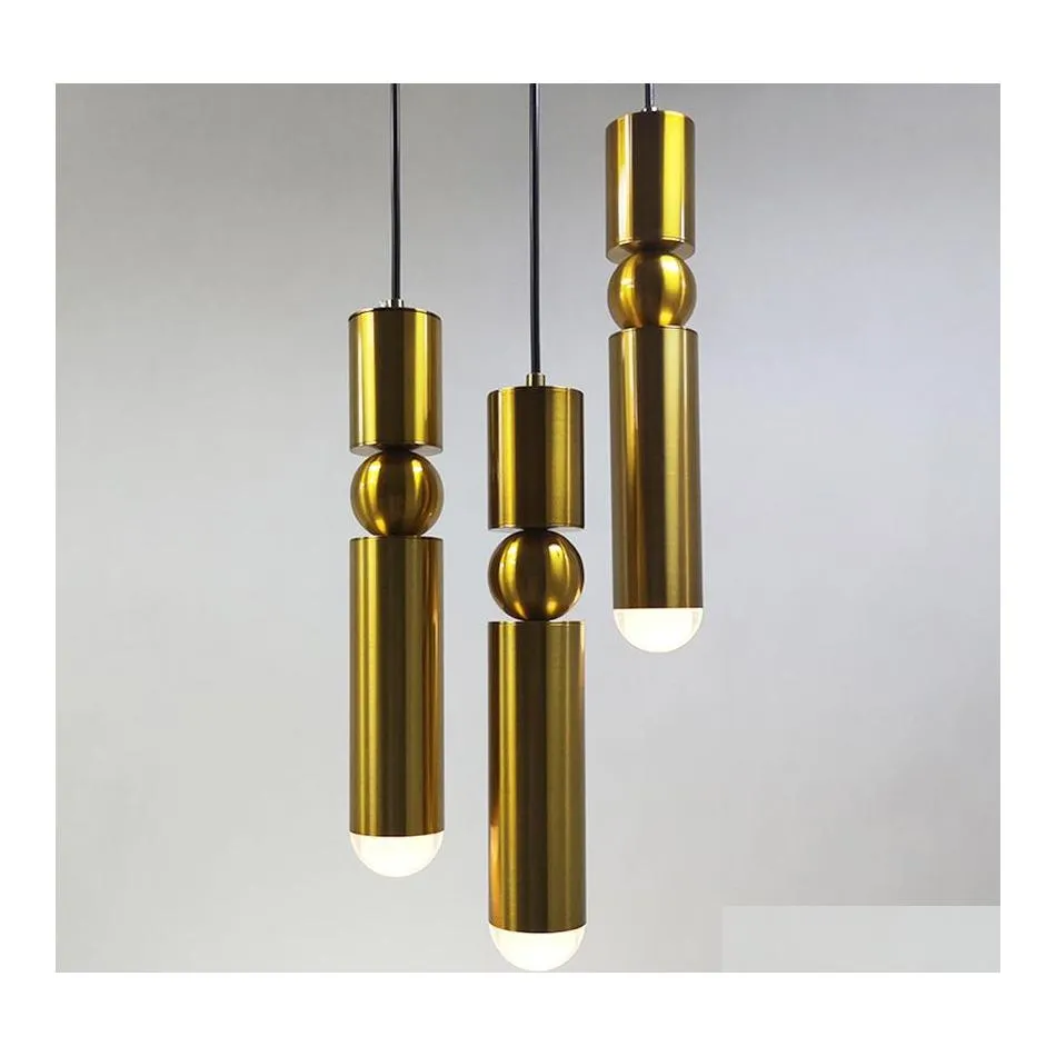 Подвесные лампы 1pcs Nordic Современные светильники покрыта золотом железное железо