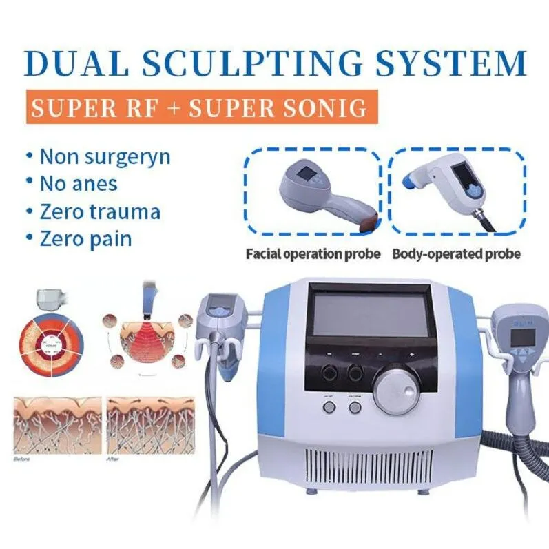 Directly effect 2 Handles Ultrasound Slimming Machine Radio Frequency Cellulite Reduction Device Skin Tighten Lift Face Fat Reduction face lifting