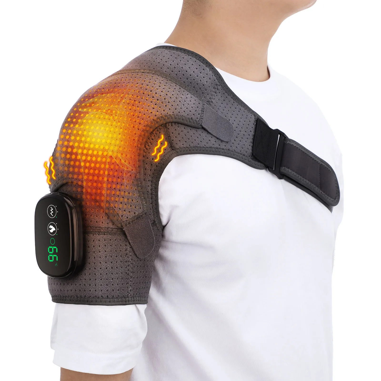 Full Body Massager Electric Heating Shoulder Massager Brace Joint Arthritis Pain Relief Vibration LED Controller Adjustabl Support Belt Guard Strap 230203