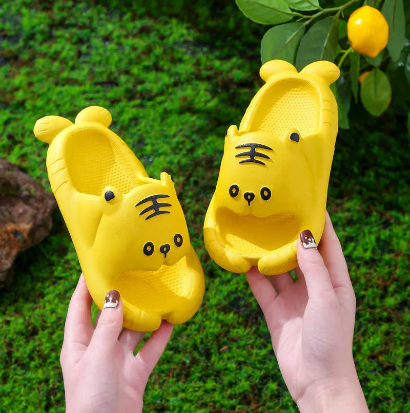 Zomer Cartoon Children's S Animals Tiger Prints Schoenen Comfortabele ademende niet-slip Home Teutlers Soft Slipper Kids 0203