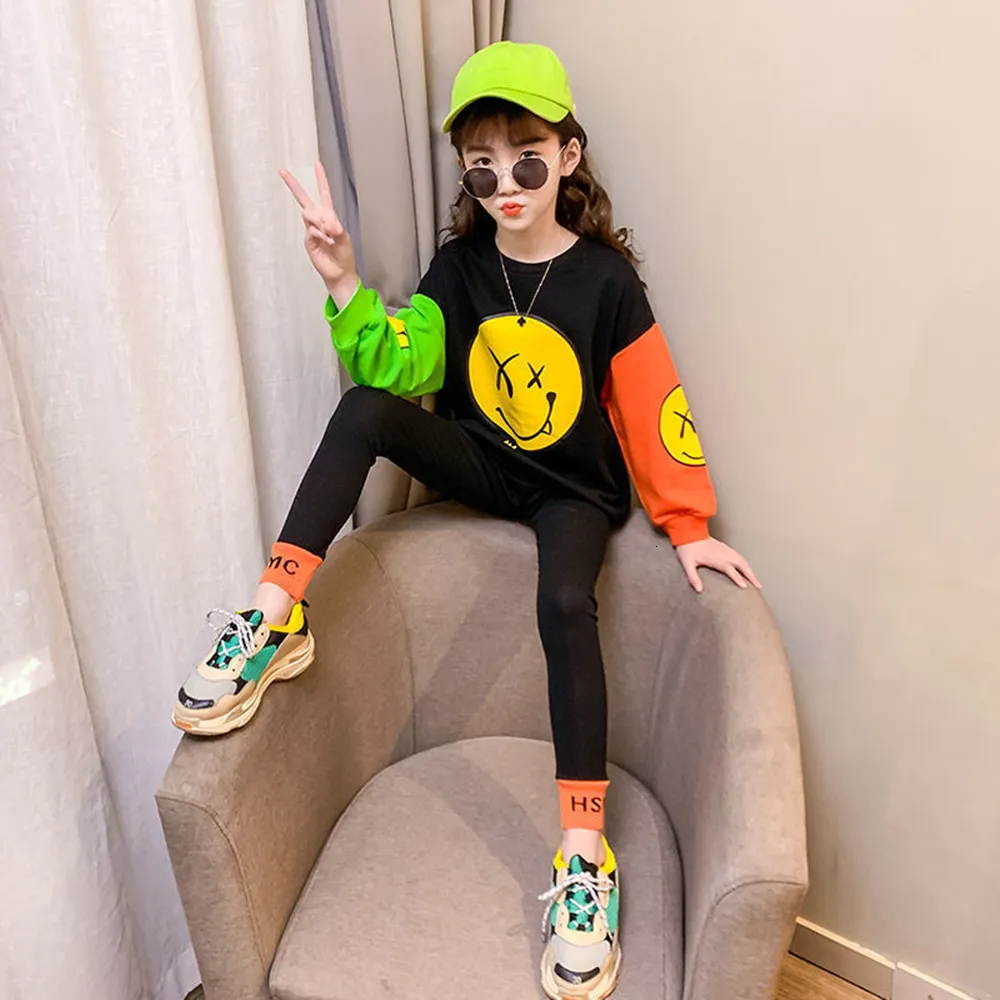 Clothing Sets Tracksuit Set for Girls Boutique Outfits Spring Autumn Kawaii Cartoon Print Sportswear Children Kids 2 Pac Suits 230203