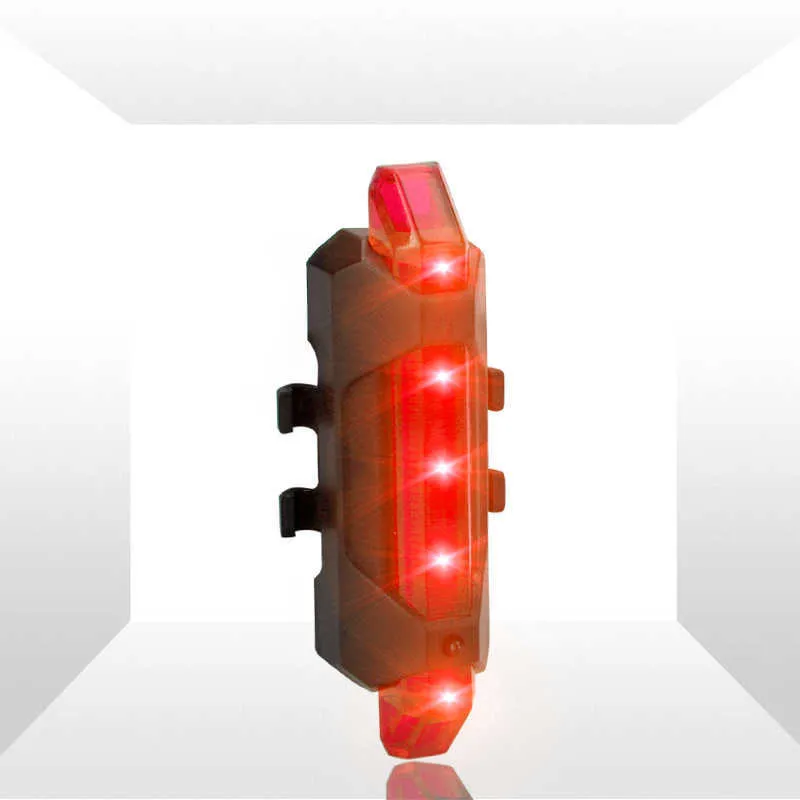 s Waterproof 5 LED Bicycle Rear Lamp USB Rechargeable Bike Tail Mini Safety Warning Light for Night Cycling 0202