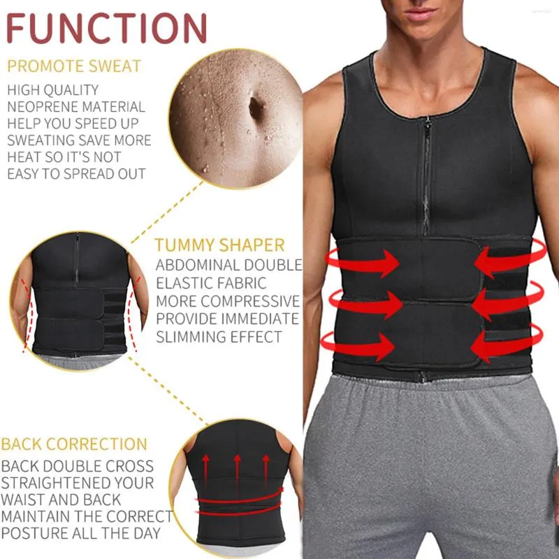 Men's Tank Tops Sweat Sauna Vest Waist Trainer Body Shaper Top Compression Shirt Belt Men