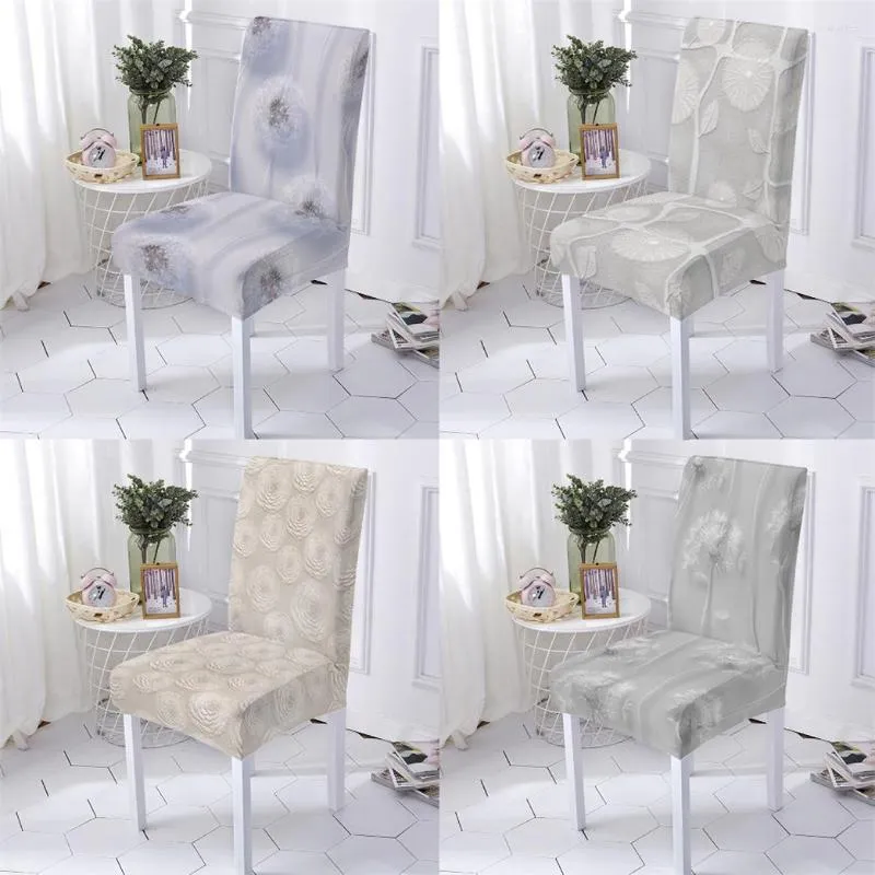 Stol täcker växtstil för kökstolar spandex elastisk slipcover 3D -effekt mönster fodral matsal stuhlbezug