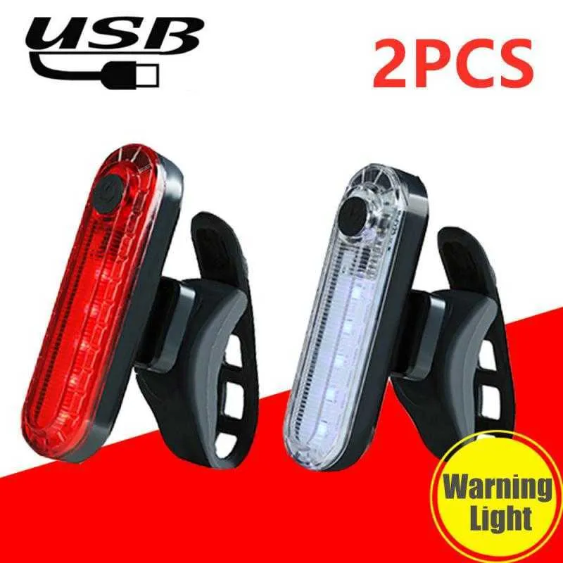 أضواء 2pcs الدراجة الخلفية USB شحنة دراجة خوذة ظهر حقيبة تحذير مصباح ركوب الخلف الأمامي ضوء المصباح يدوي لوز trasera bicicleta 0202