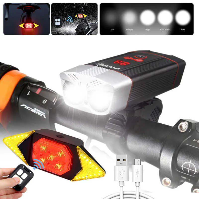 Lights 1200LM USB -заряжаемая велосипедная фара 5 режимов езды на велосипеде MTB Road Bicycle Lamp с интеллектуальным светодиодным дисплеем 0202