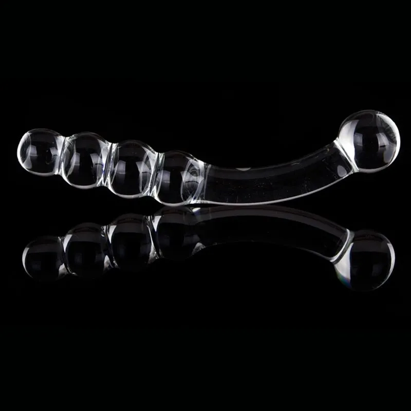 Analleksaker Dubbelkristall Lila Glas Dildo Artificiell Penis Granula Spiral G Spot Simulator Vuxen Sexleksaker för Kvinna Masturbator 230202