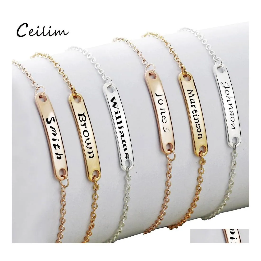 Chaîne à maillons Bracelet en acier inoxydable personnalisé Fille Garçon Personnalisé Réglable Enfant Id Anniversaire Cadeaux Peut Nommer Charme Initial Drop Del Otlbm