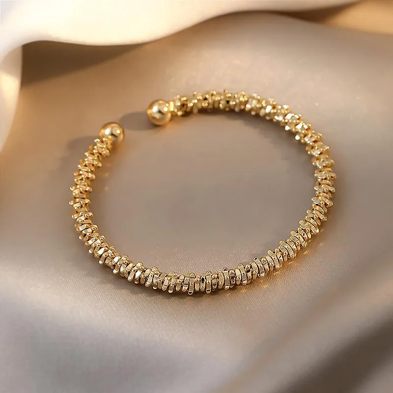 Bangle Classic Simples empilhável aberto para mulheres coreanas Moda dourada Color geométrica Bracelete Lady Girl Jewelrybangle Jewelrybangle